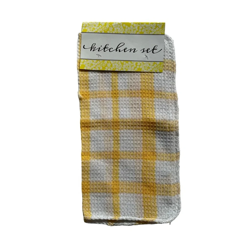 Oven Mitt and Dish Cloths Butterflies and Sunflowers Yellow White Blue